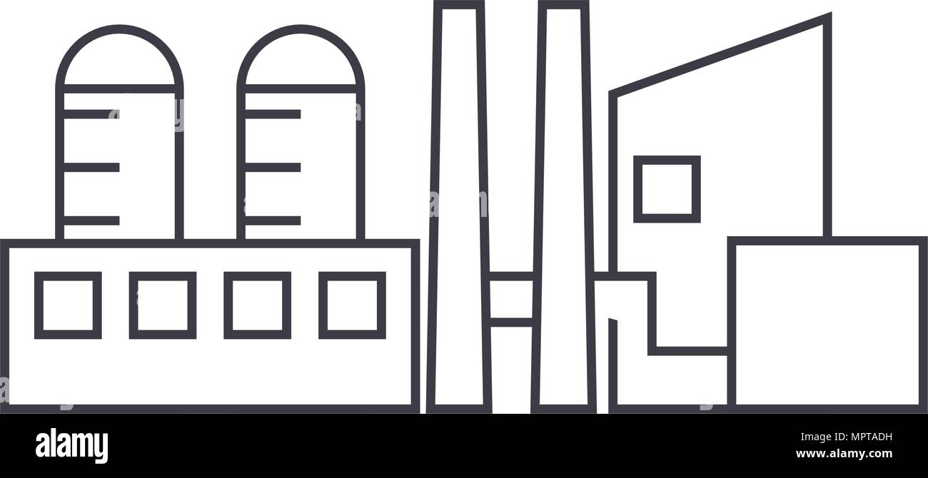 Industrial plant thin line icon concept. Industrial plant linear vector ...