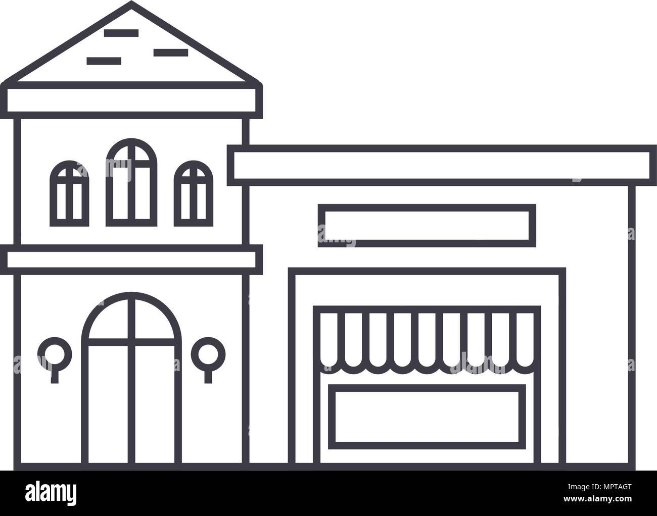 Restaurant building thin line icon concept. Restaurant building linear ...