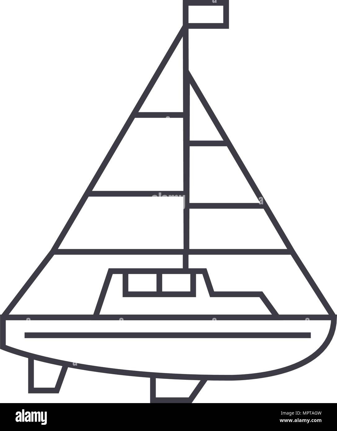 Sailing yacht thin line icon concept. Sailing yacht linear vector sign ...