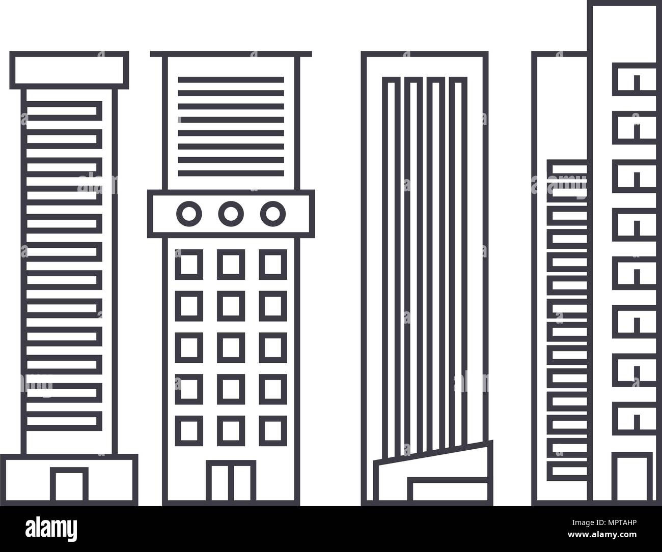 Skyscraper thin line icon concept. Skyscraper linear vector sign ...