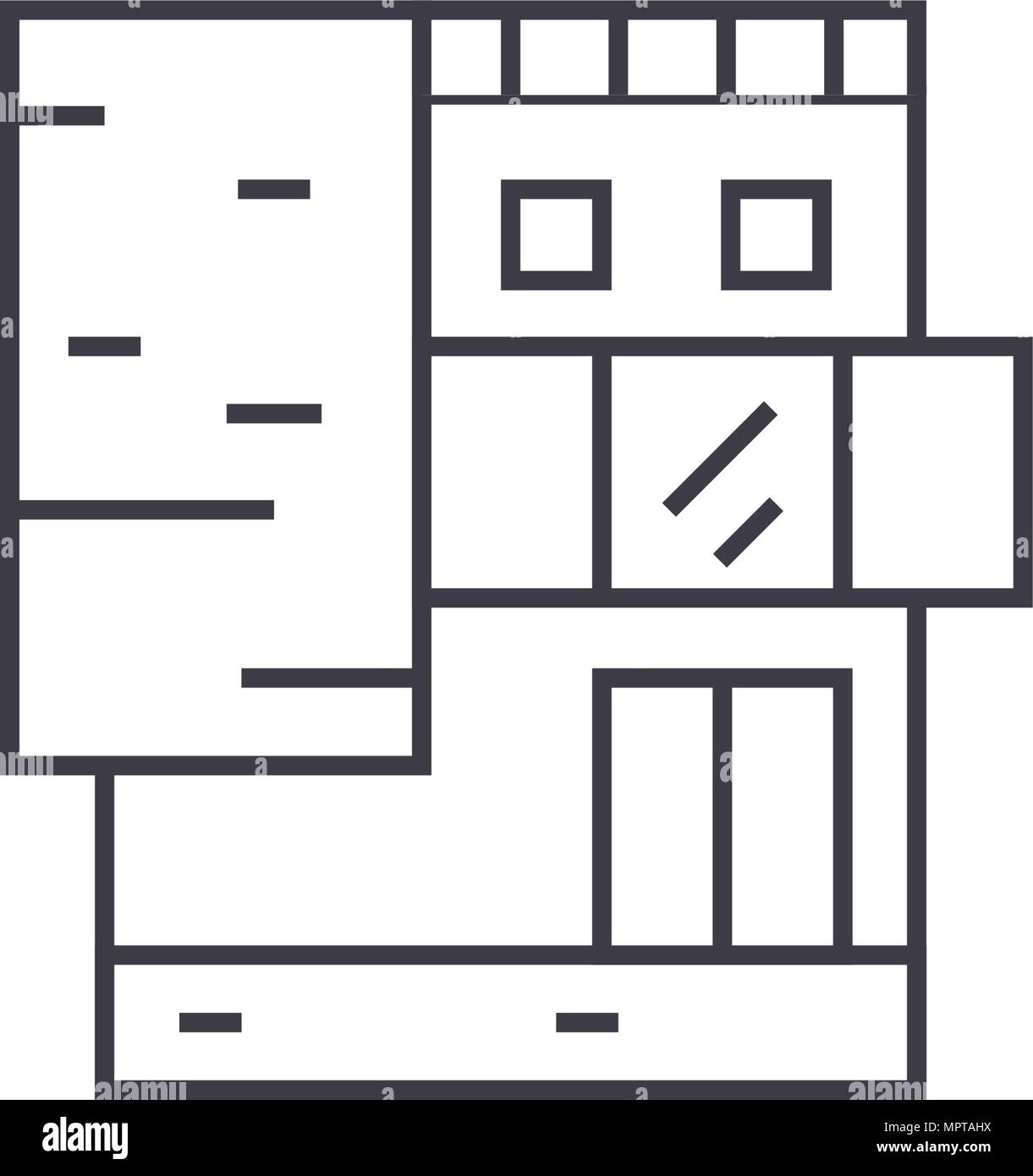 Small office building thin line icon concept. Small office building ...