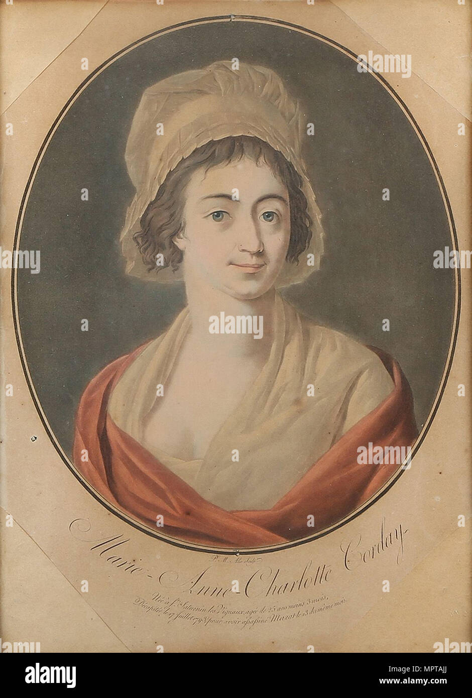 Portrait of Charlotte Corday (1768-1793). Stock Photo