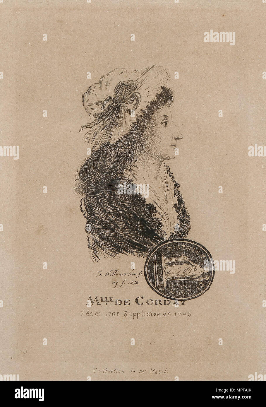Portrait of Charlotte Corday (1768-1793). Stock Photo