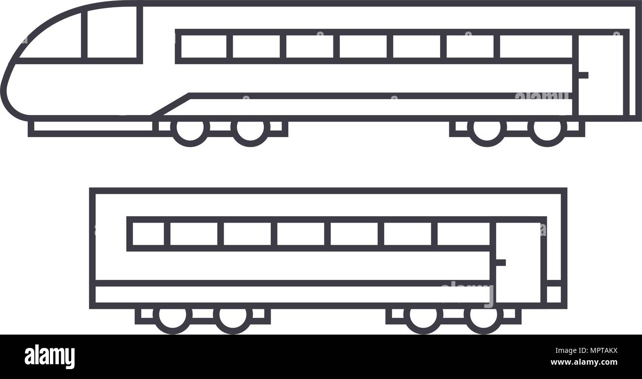Train thin line icon concept. Train linear vector sign, symbol ...