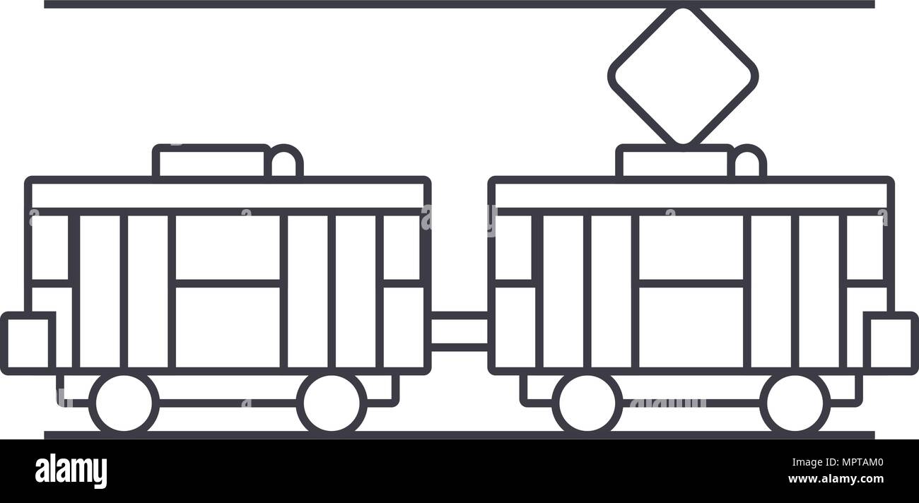 Tram thin line icon concept. Tram linear vector sign, symbol ...