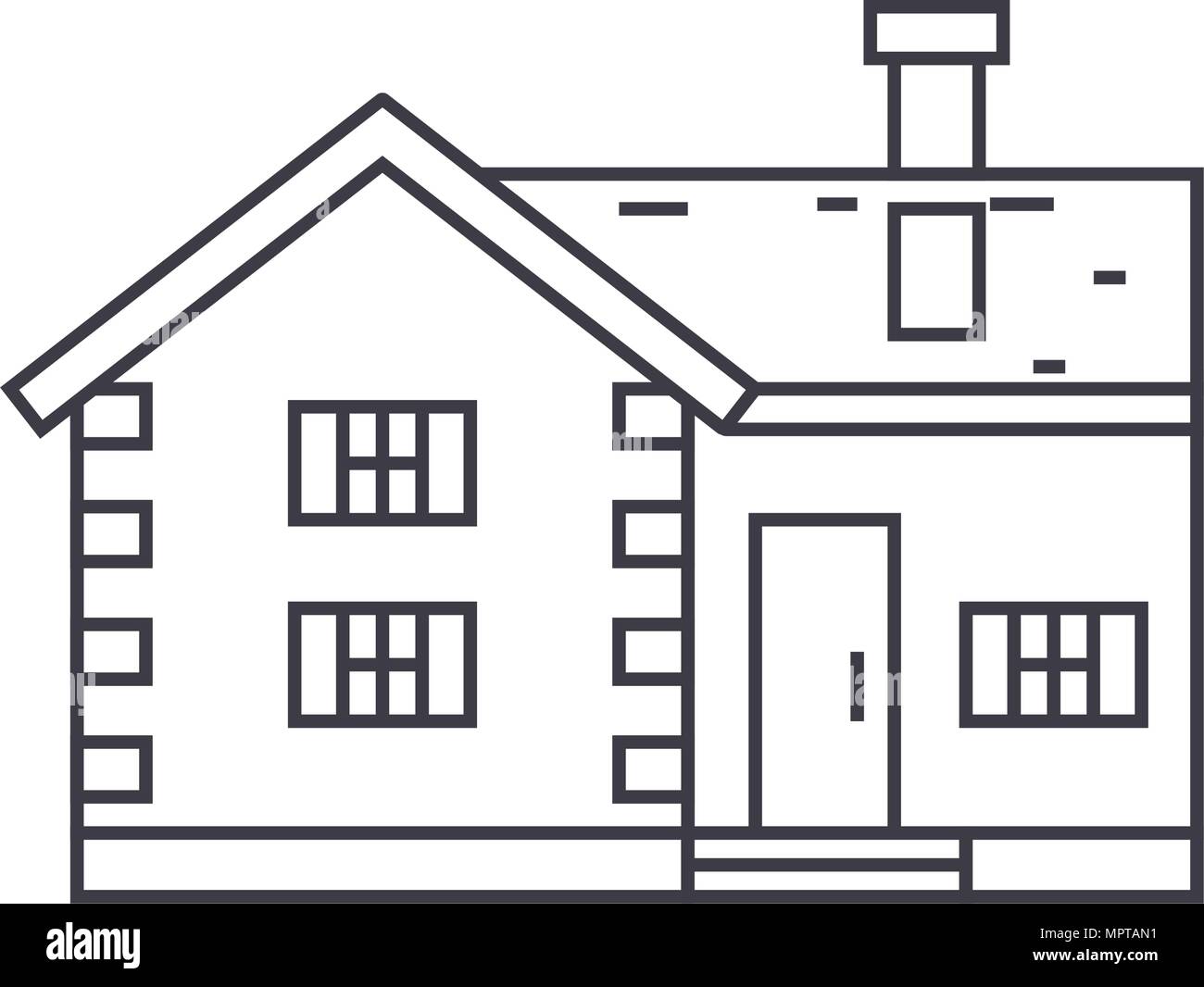 Village cottage thin line icon concept. Village cottage linear vector ...
