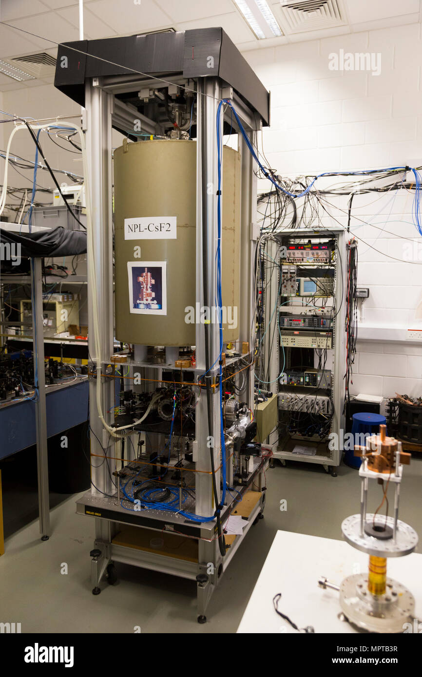 NPL's caesium fountain atomic clock, known as NPL-CsF2. National Physical Laboratory (NPL) Teddington London UK. (97) Stock Photo