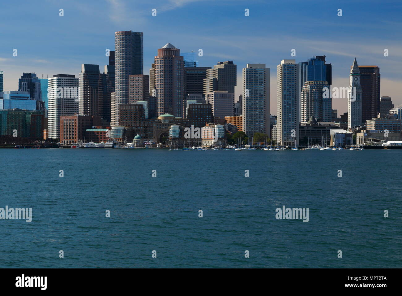 View from Boston Harbour on City Skyline, Boston, Massachusetts, USA Stock Photo