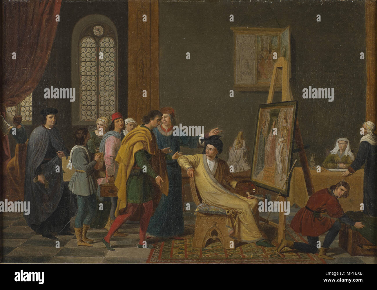 Antonello da Messina in the studio of Jan van Eyck. Stock Photo