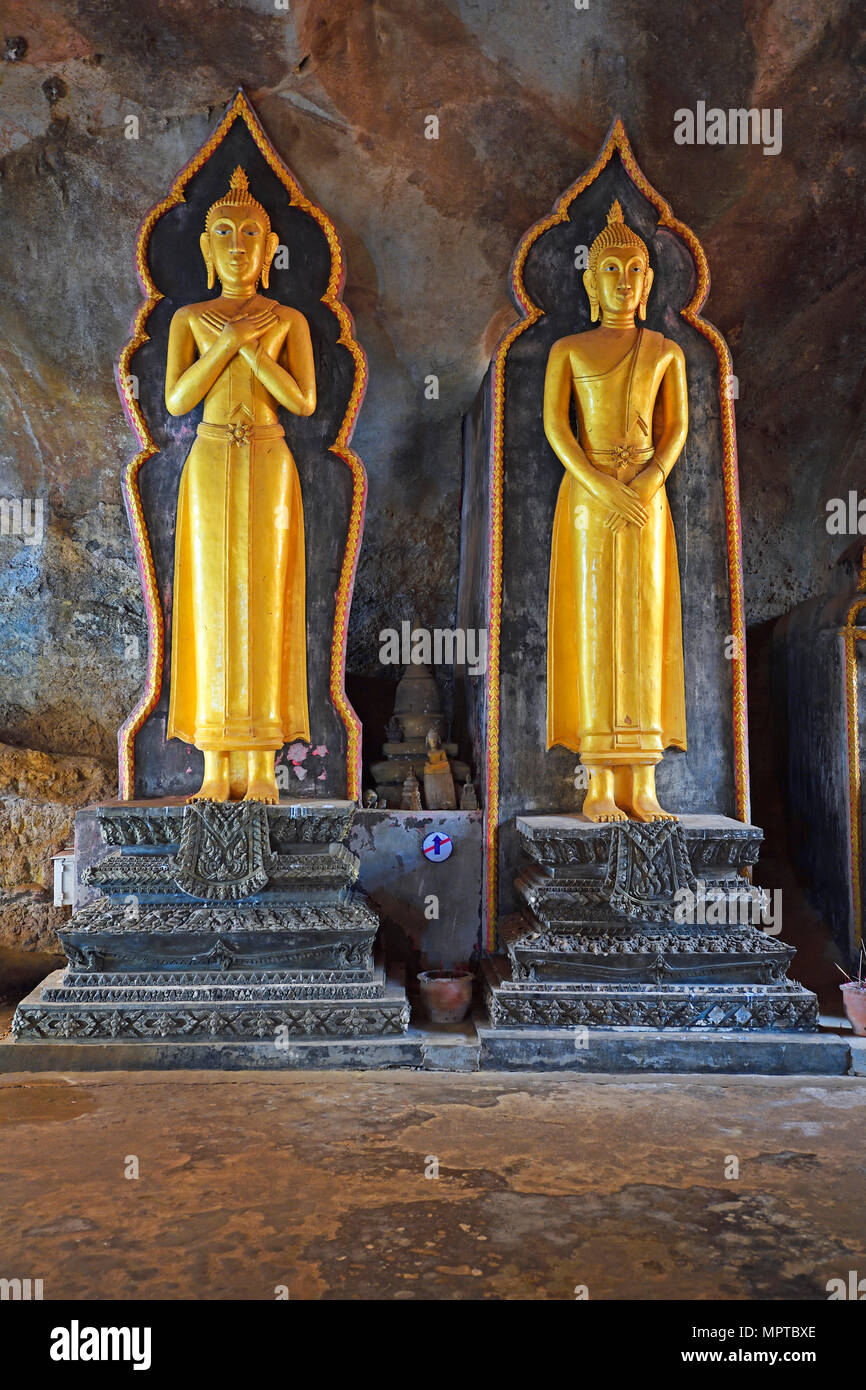 Buddha statues in the cave temple Wat Tham Suwan Khuha, Phang Nga, Thailand Stock Photo