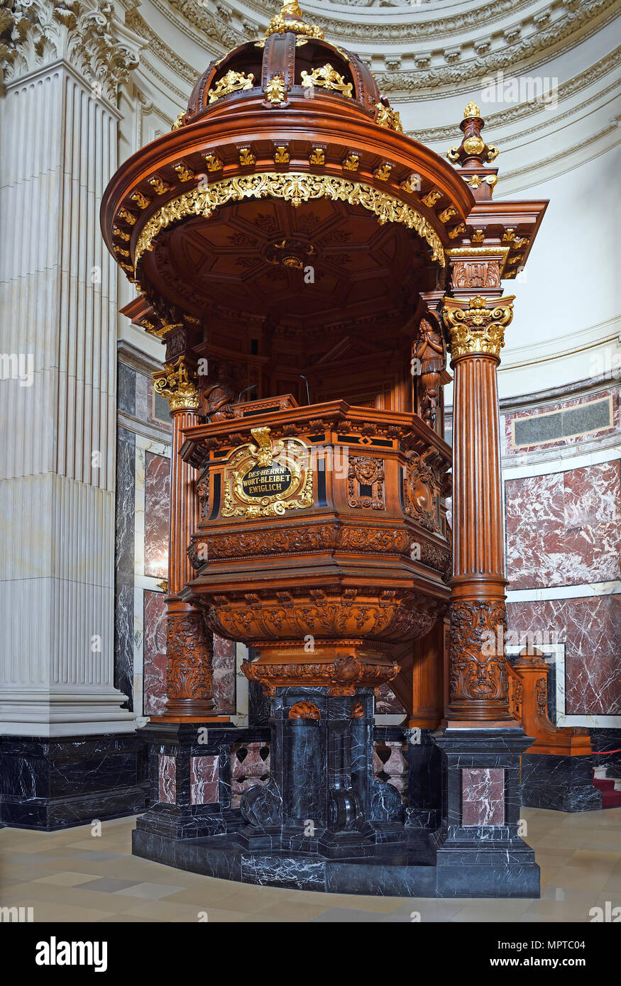 Carved pulpit, Berlin Cathedral, Berlin, Germany Stock Photo
