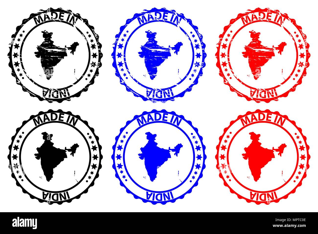 Made in India rubber stamp vector, Republic of India map pattern