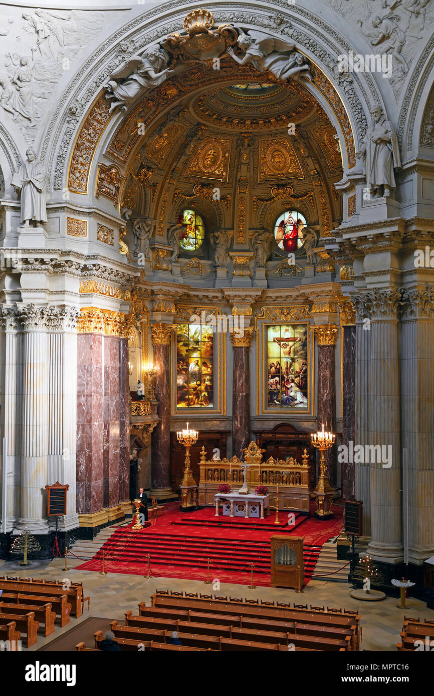 View of altar and chancel, Berlin Cathedral, Berlin, Germany Stock Photo