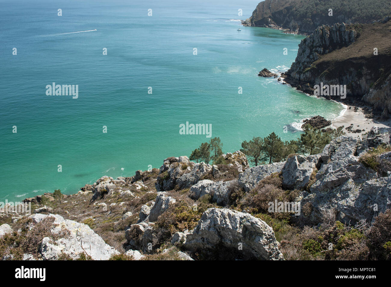 Plage de l'ile Vierge beach, Pointe de Saint-Hernot, Crozon peninsula, Finistère, Brittany, France. Stock Photo