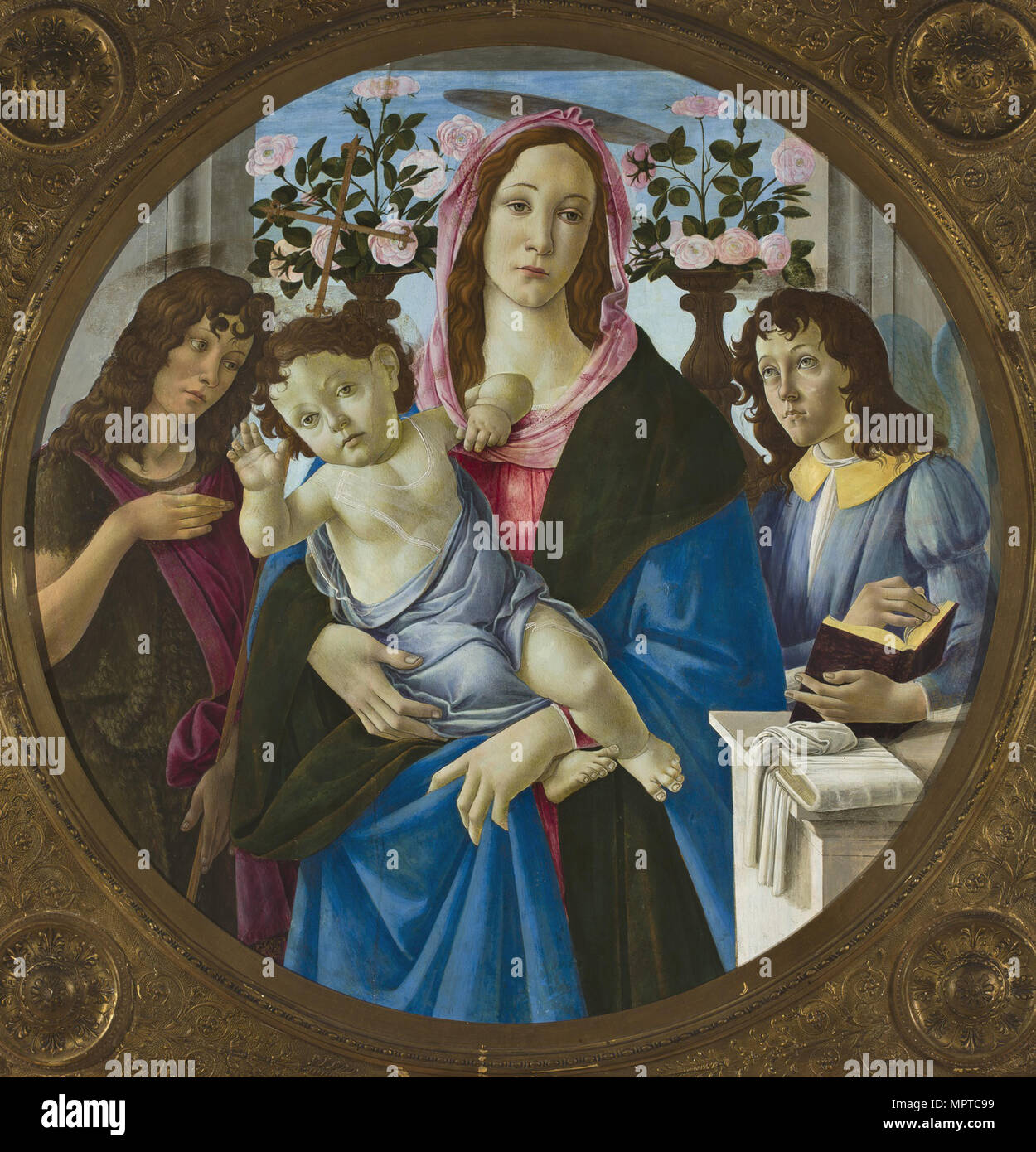 Madonna and Child with Saint John the Baptist and an angel Stock Photo ...
