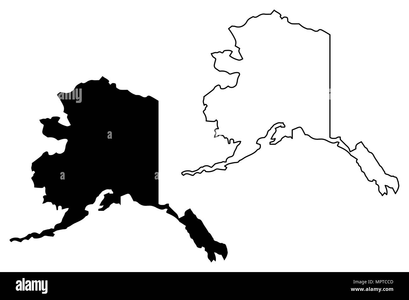 Alaska map vector illustration, scribble sketch Alaska map Stock Vector