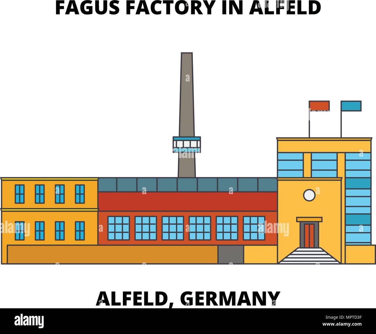 Fagus Factory In Alfeld, Alfeld, Germany line icon concept. Fagus Factory In Alfeld, Alfeld, Germany flat vector sign, symbol, illustration. Stock Vector
