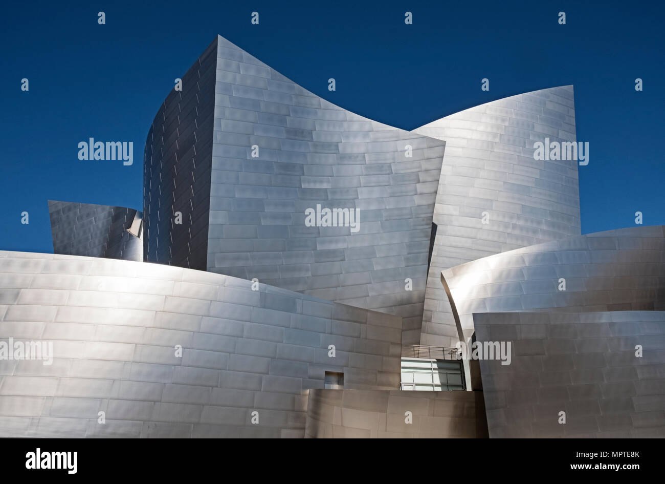 LOS ANGELES, USA - MARCH 5, 2018: A view of the landmark Walt Disney Philharmonic Concert Hall in Los Angeles, designed by Frank Gehry. Stock Photo