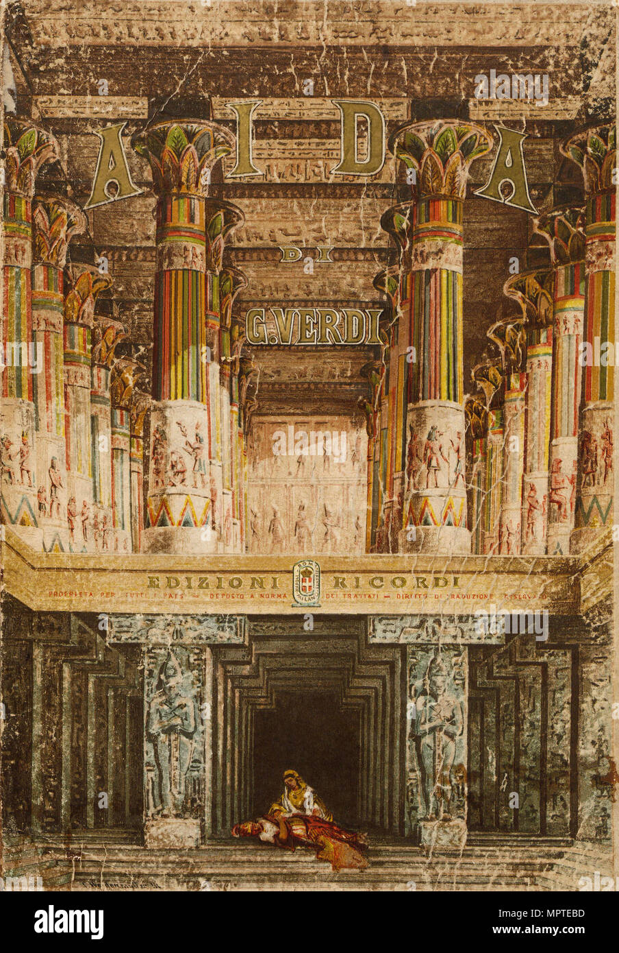 Cover of the vocal score of opera Aida by Giuseppe Verdi, ca 1872. Stock Photo