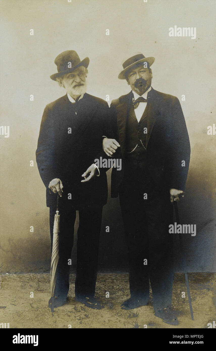 Giuseppe Verdi and Francesco Tamagno, ca 1899. Stock Photo