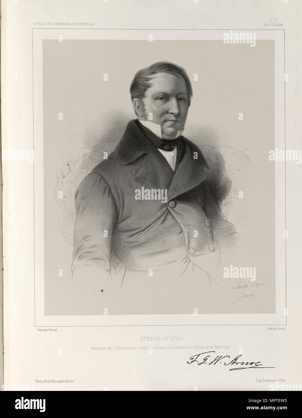 Friedrich Georg Wilhelm (Vasily Yakovlevich) von Struve (1793-1864), c. 1850. Stock Photo