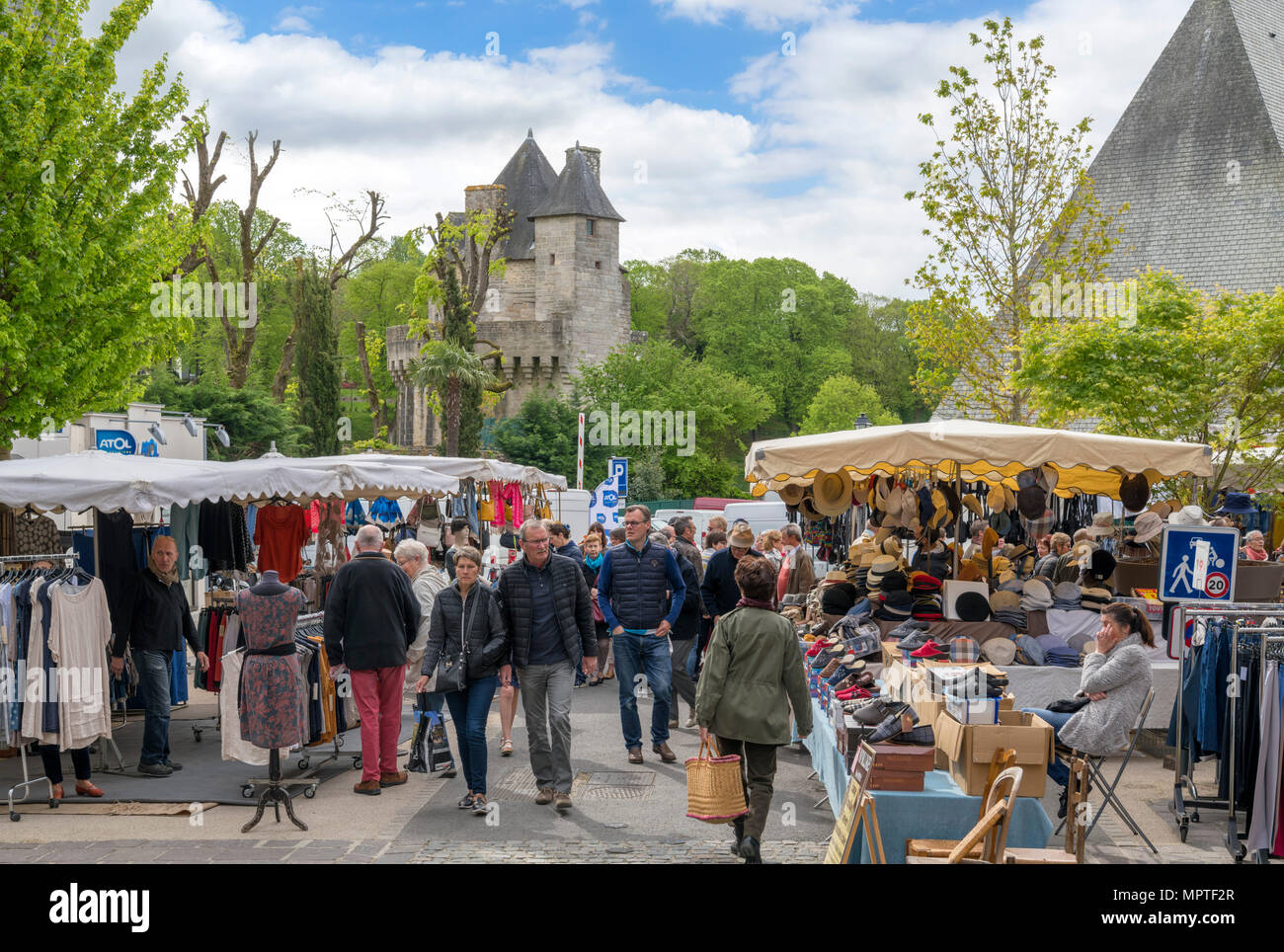 Saturday market in the old town, Vannes, Brittany, France Stock Photo