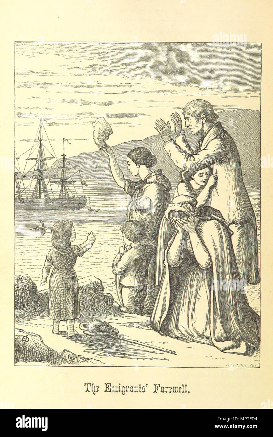 Emigrants Leave Ireland. From Illustrated History of Ireland by Mary Frances Cusack, 1868. Stock Photo