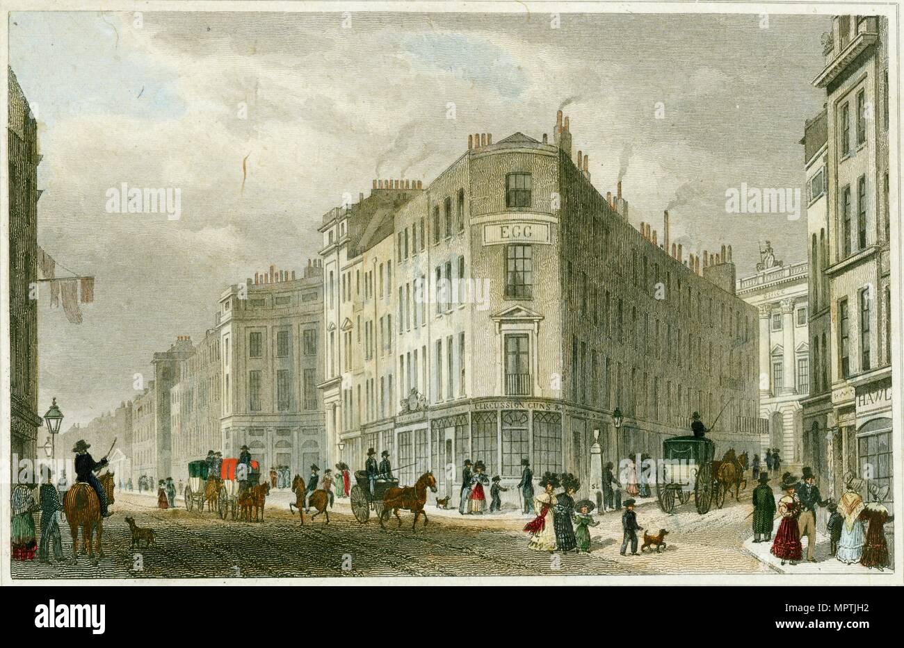 Piccadilly, London, 1830. Artist: Unknown. Stock Photo