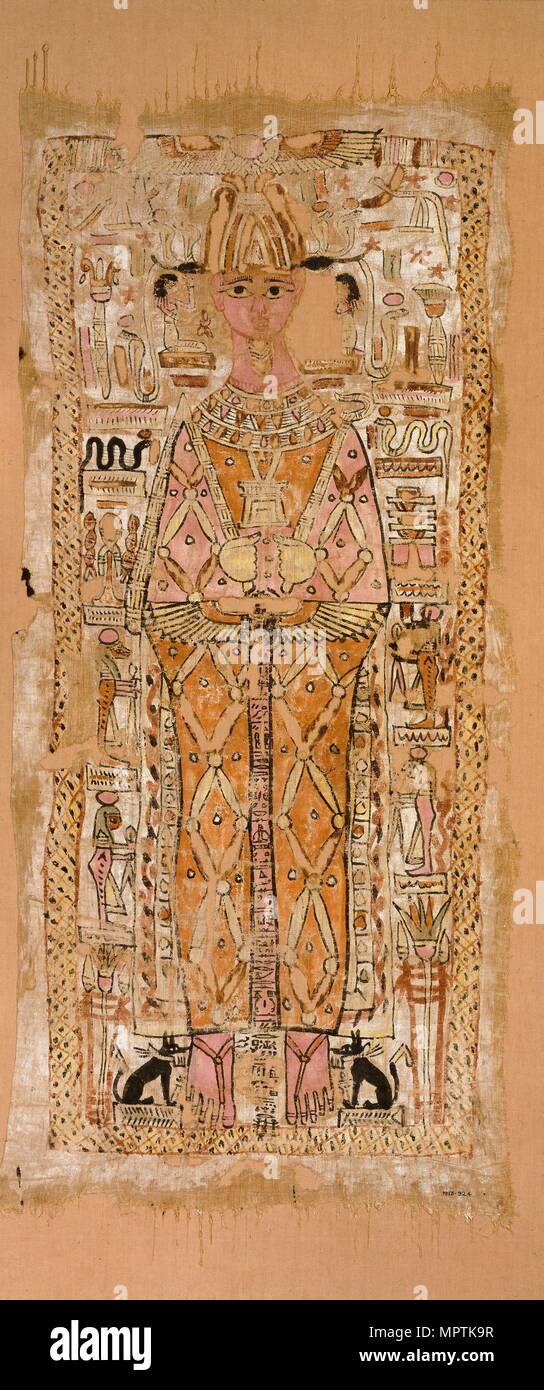 Shroud of Nespawtytawy, inscribed in hieroglyphs, 2nd century. Artist: Unknown. Stock Photo