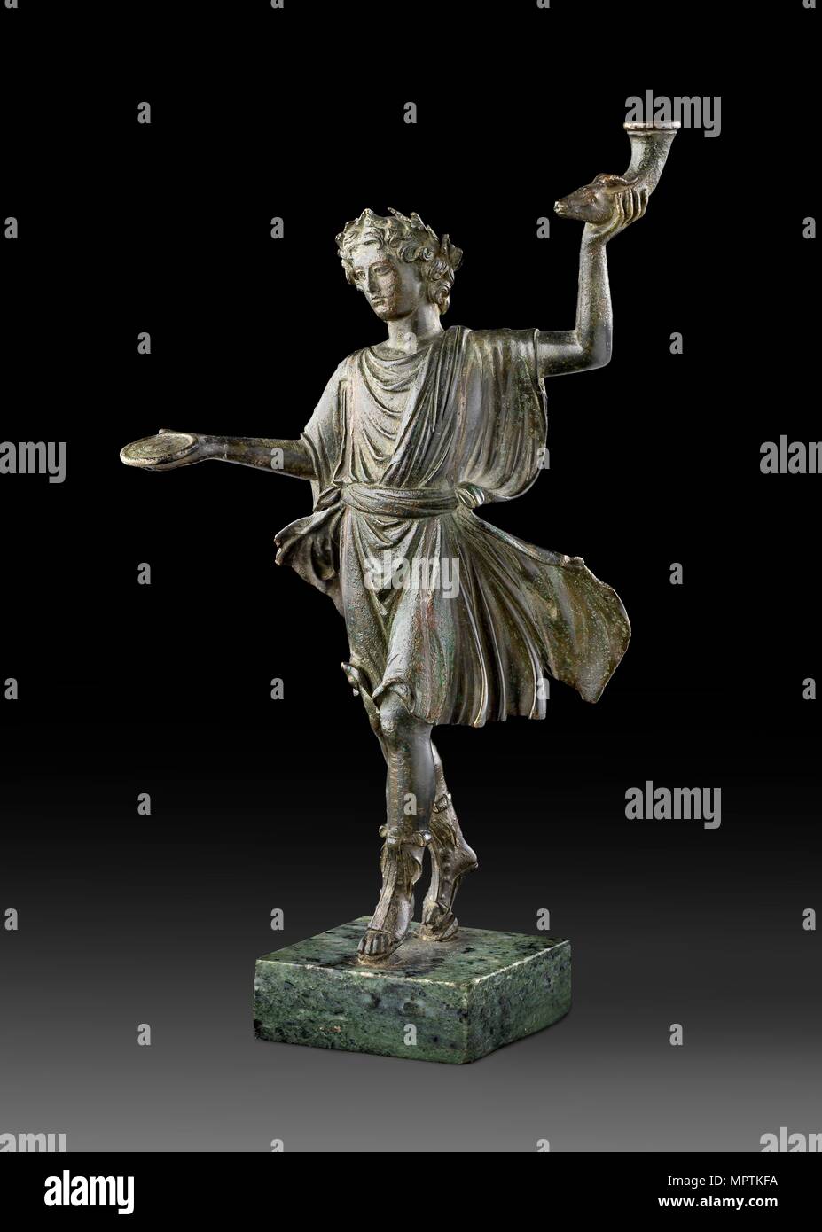 Bronze statuette of a Lar (household god), 1st century. Artist: Unknown. Stock Photo