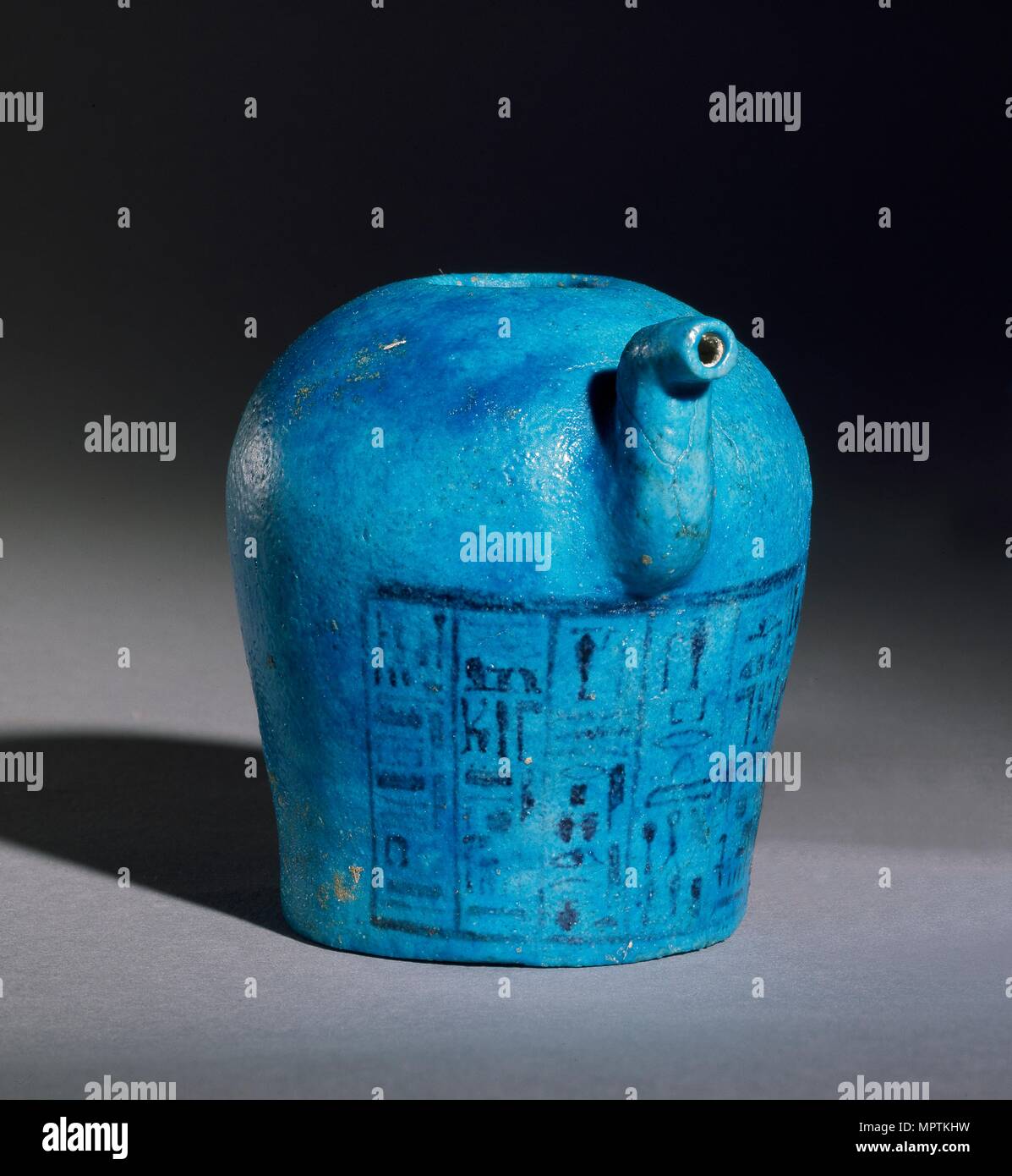 Spouted faience vessel with inscription, XXIst Dynasty, (c1070-c945 BC). Artist: Unknown. Stock Photo