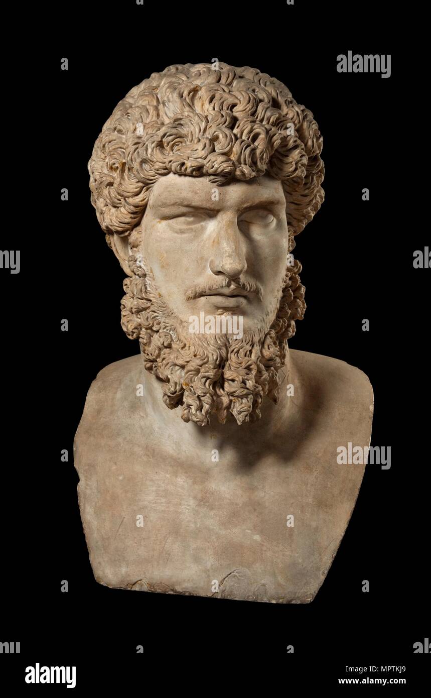 Colossal portrait of Lucius Verus, from Rome, 160-180. Artist: Unknown. Stock Photo
