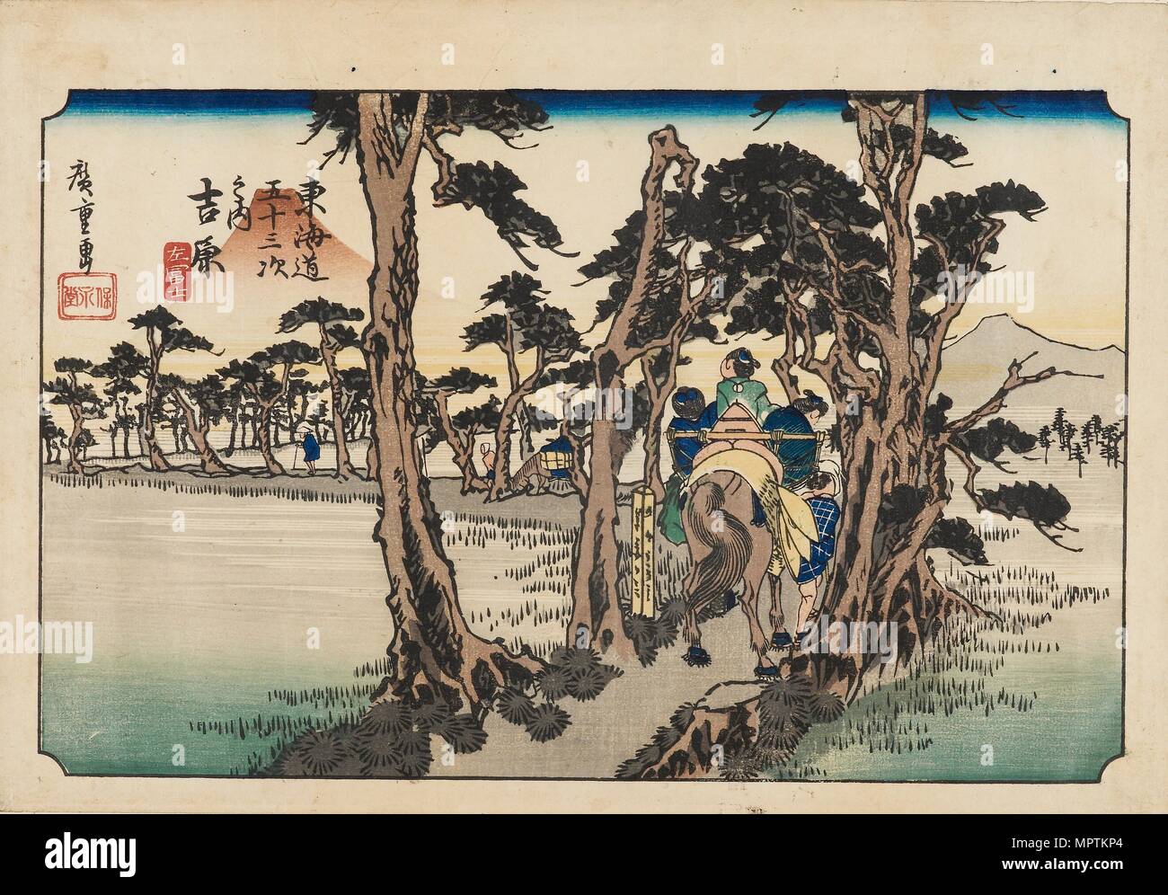 Woodblock print - Yoshiwara (Hidari Fuji), 19th century. Creator: Ando Hiroshige. Stock Photo