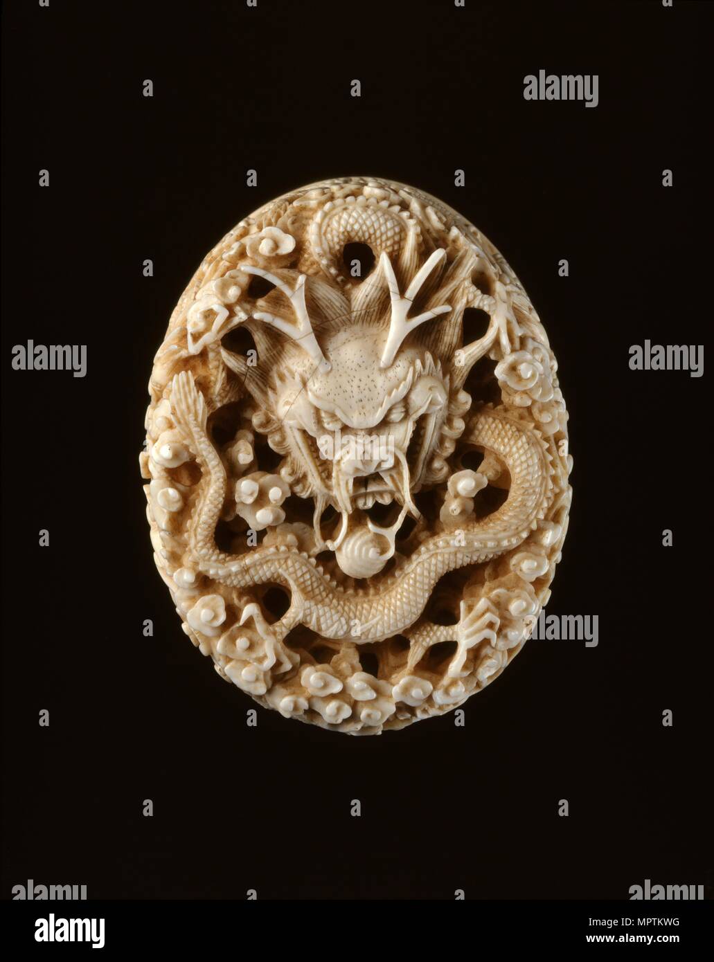 Ivory seal with dragon, 18th century. Artist: Unknown. Stock Photo