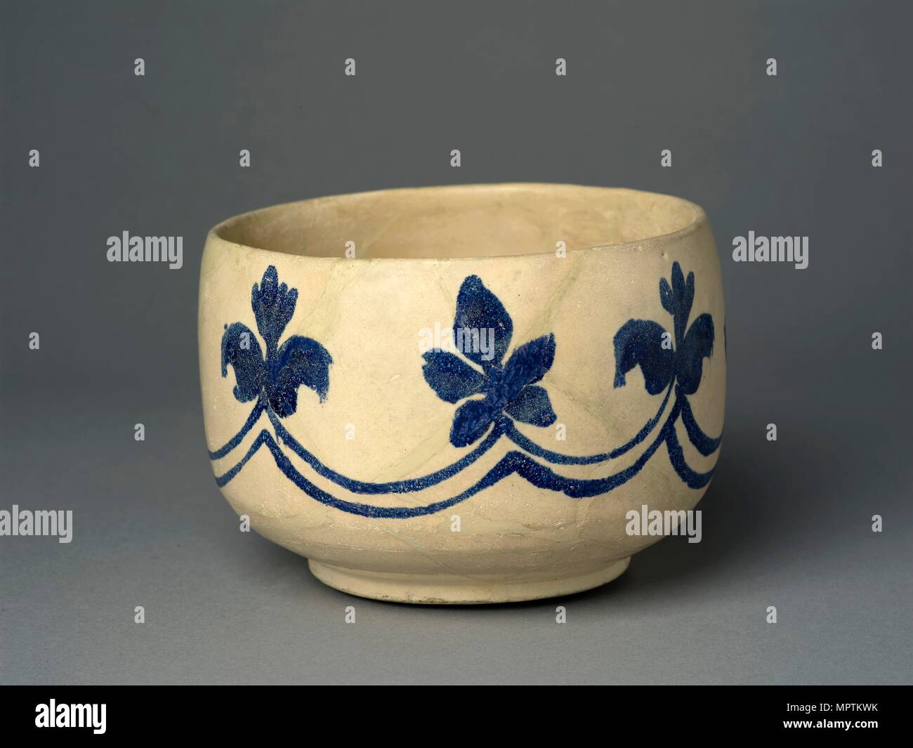 Mortar-shaped bowl with vegetal decoration, 9th century. Artist: Unknown. Stock Photo