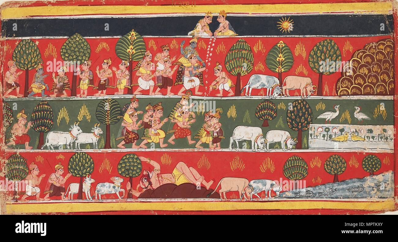 Krishna and the gopis, c1720. Artist: Unknown. Stock Photo