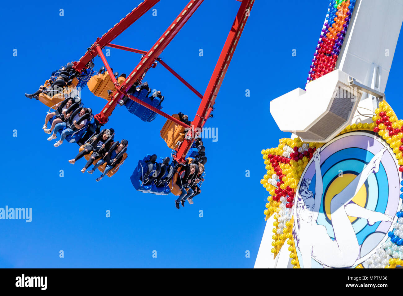 Big fast carousel at a fair in Braunschweig, Germany, May 2018 Stock ...
