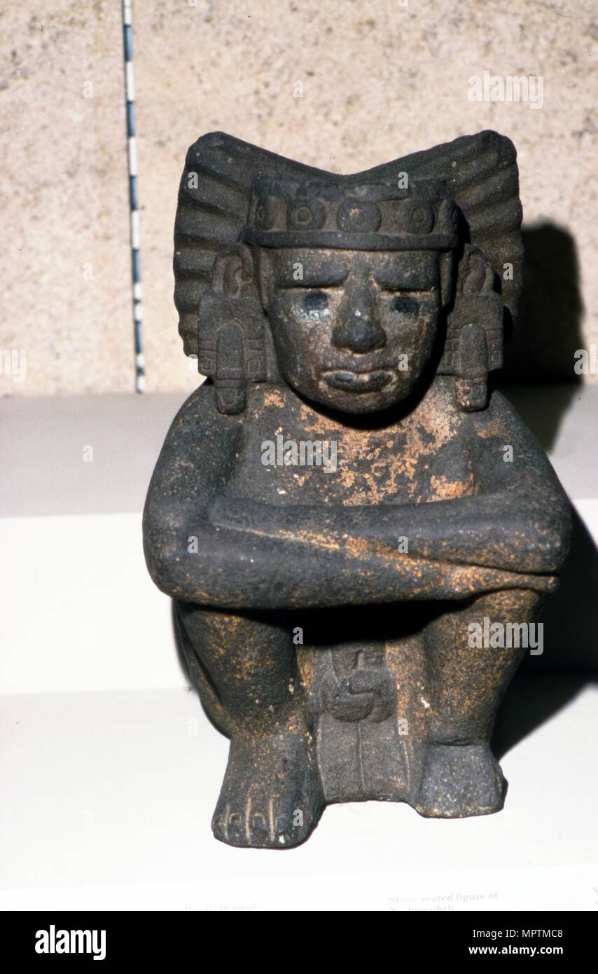 Aztec stone figure of seated Fire-God Xiuhtecuhtli, 1300-1521. Artist: Unknown. Stock Photo