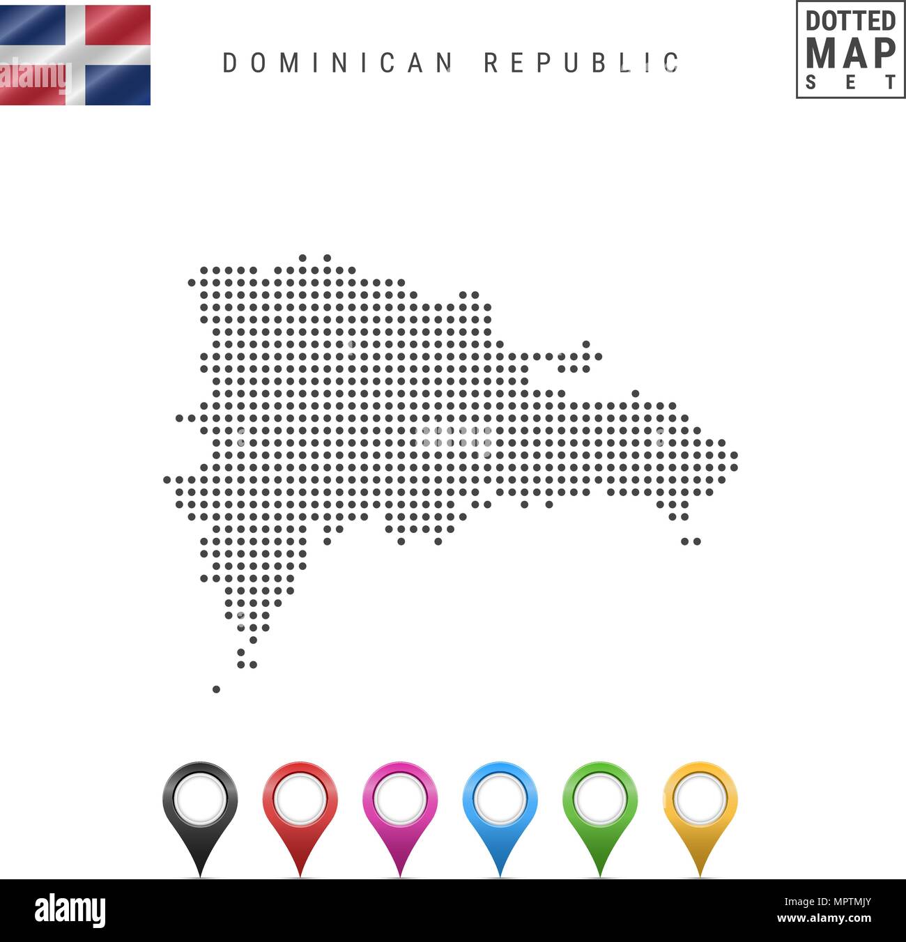 Vector Dotted Map of Dominican Republic. Silhouette of Dominican