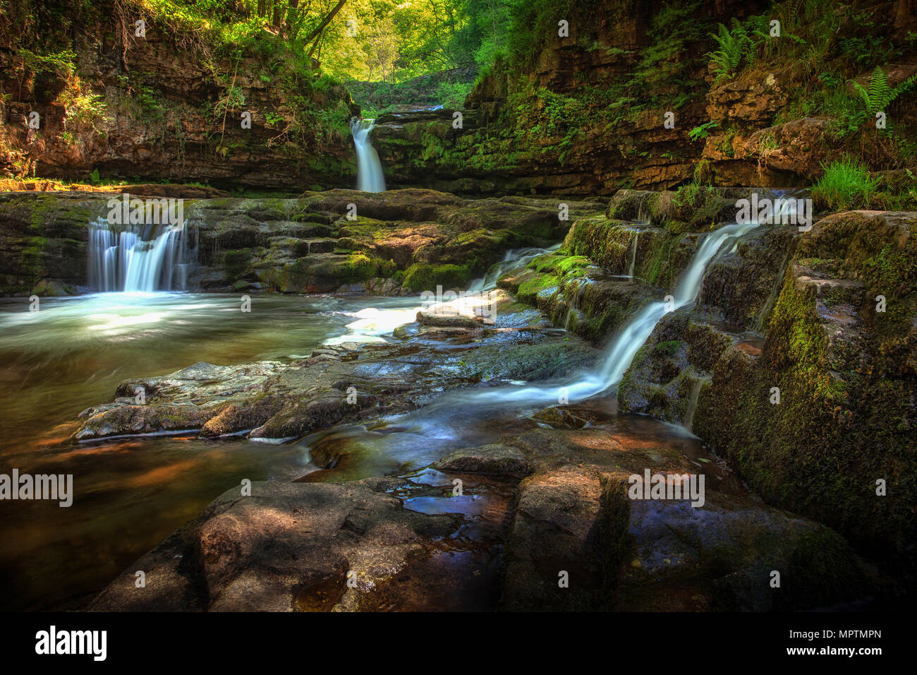 Sgwd Isaf Clun-gwyn waterfalls Stock Photo