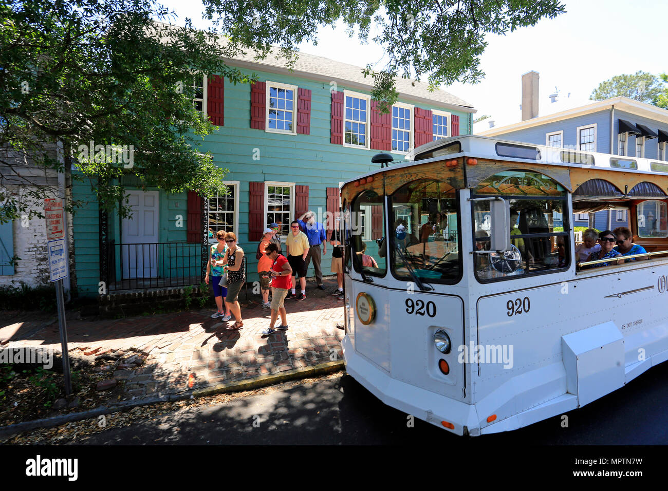 Old Savannah Trolley Tour In the city of Savannah, USA Stock Photo Alamy