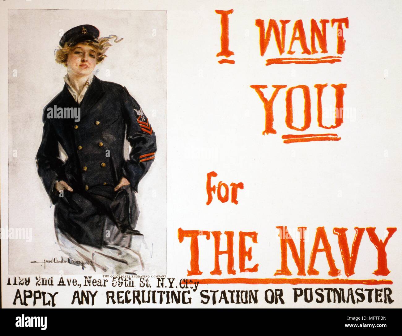 WW1 Recruitment Poster for the US Navy, 1917. Stock Photo