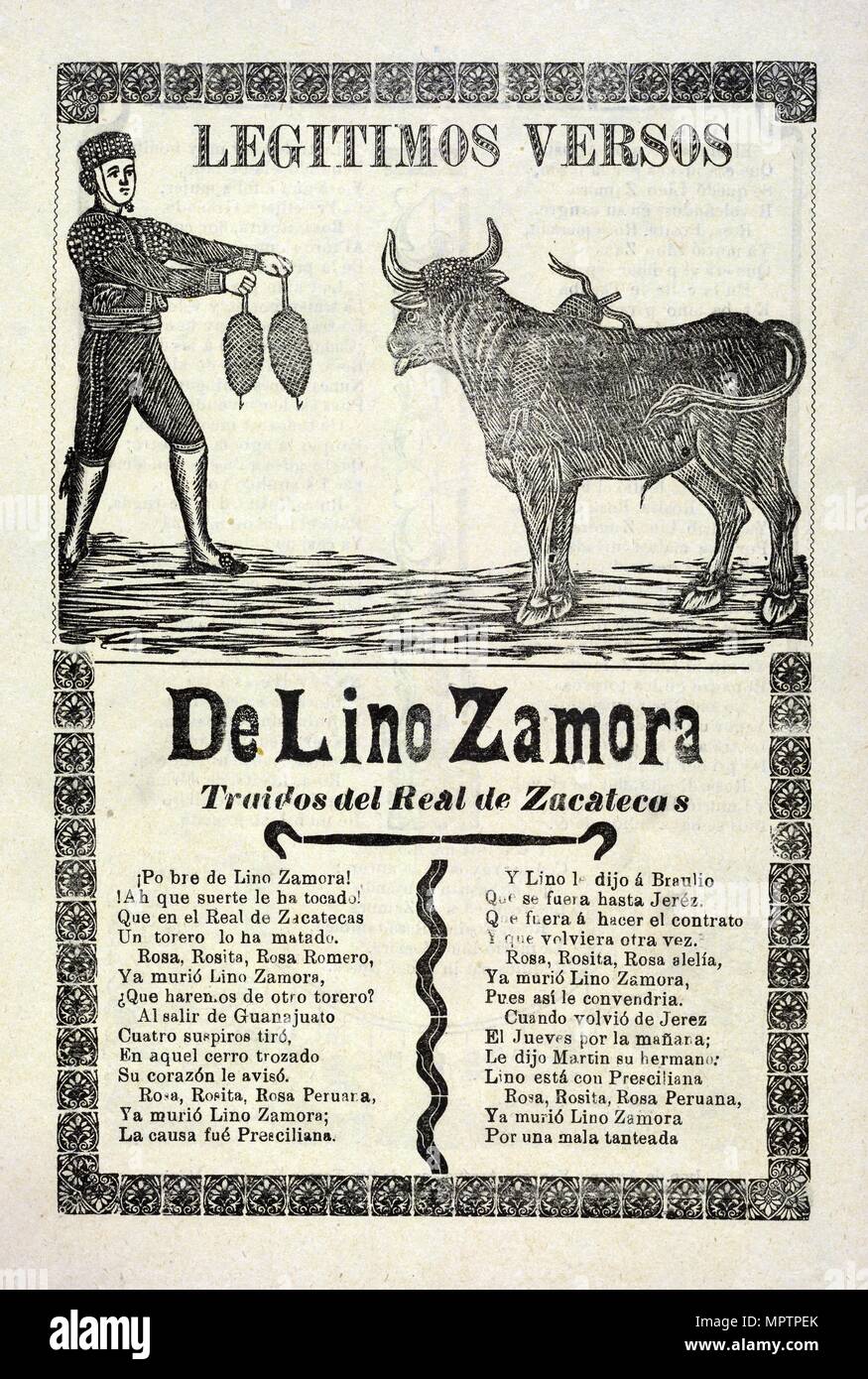 Legítimos versos de Lino Zamora traidos del Real de Zacatecas, 1903. Stock Photo