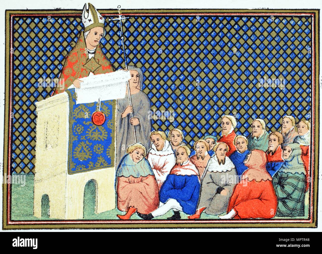 The Archbishop of Canterbury preaching to the English nobility against Richard II, 19th century. Stock Photo