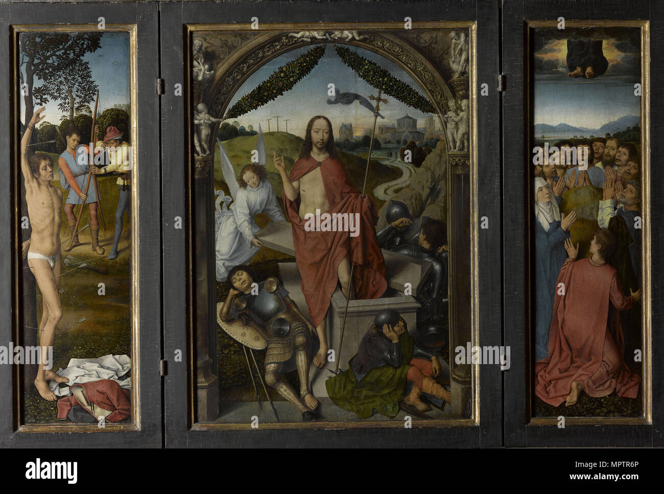 Triptych of The Resurrection. Stock Photo