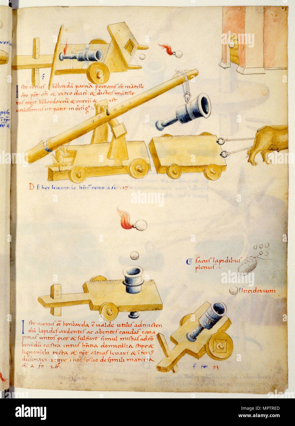 A firearm. Illustration from De rebus militaribus, De machinis by Mariano Taccola. Stock Photo
