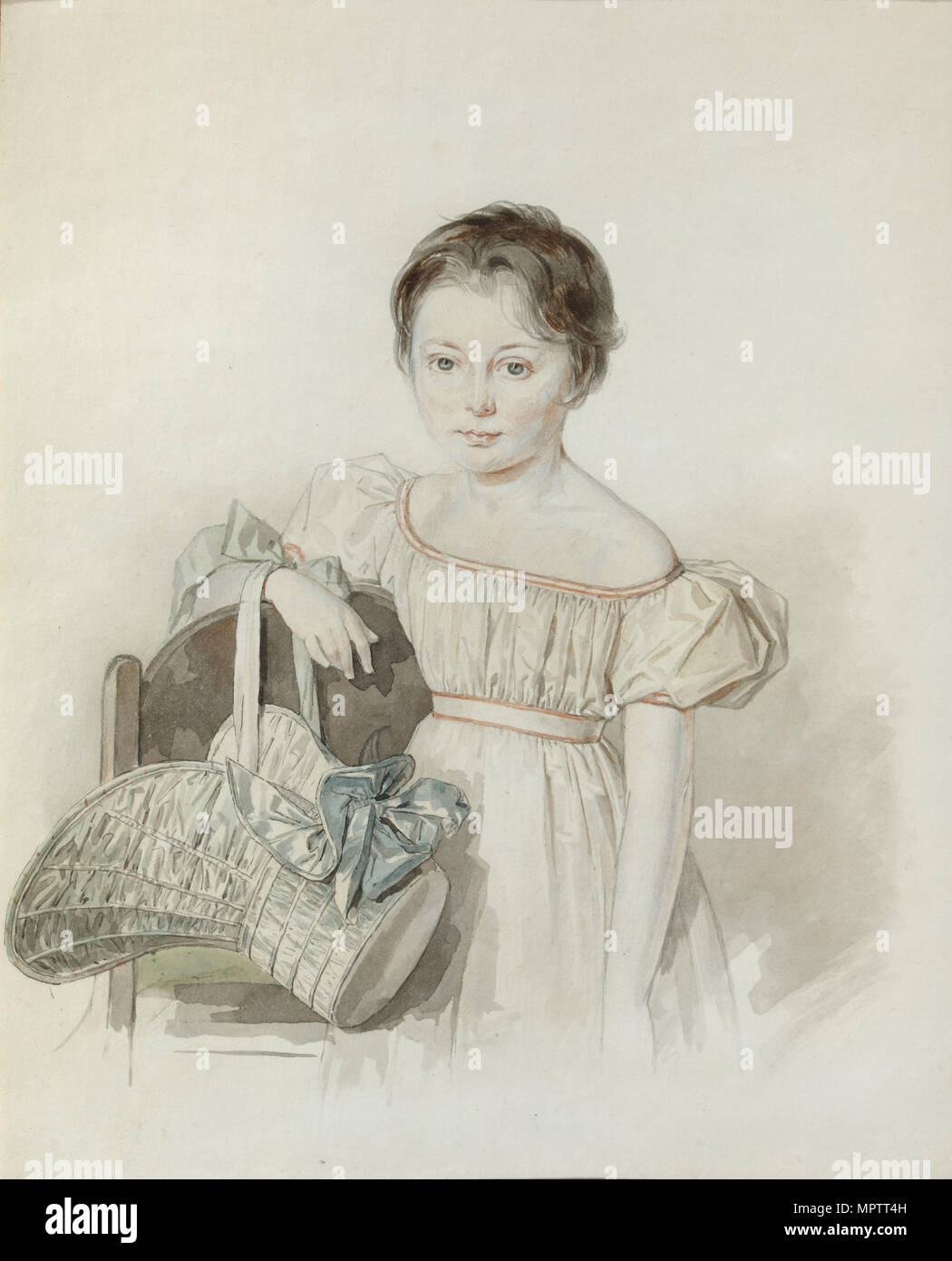 Portrait of a Girl With Hat In Her Hand Stock Photo - Alamy