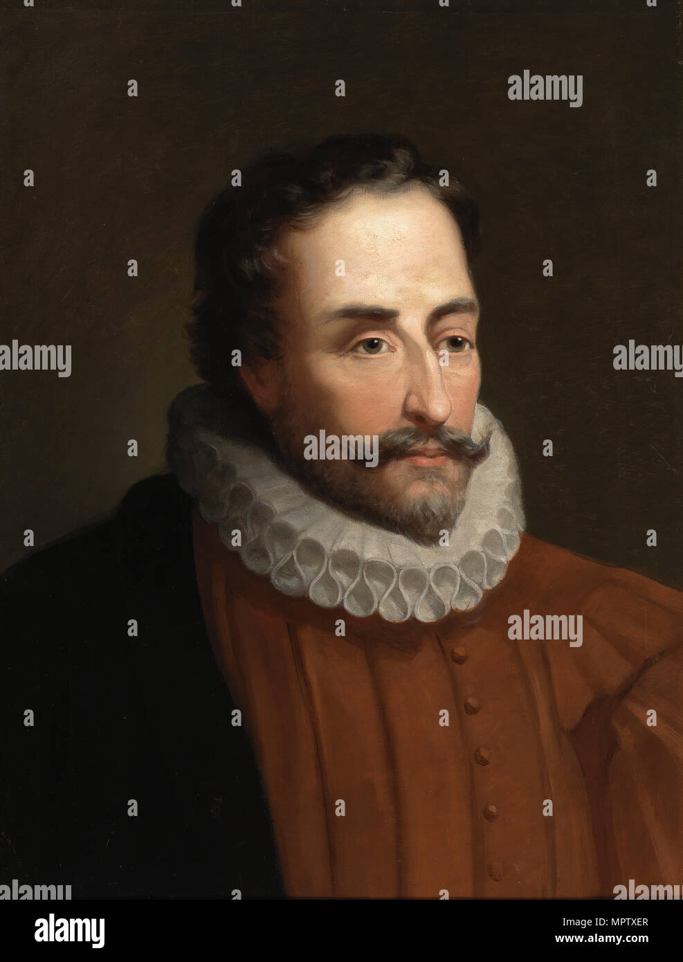 Portrait of Miguel de Cervantes Saavedra (1547-1615). Stock Photo