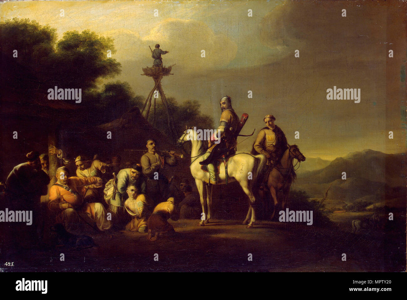 Frontier Guards (Circassian Prince on Horseback Selling Two Boys). Stock Photo