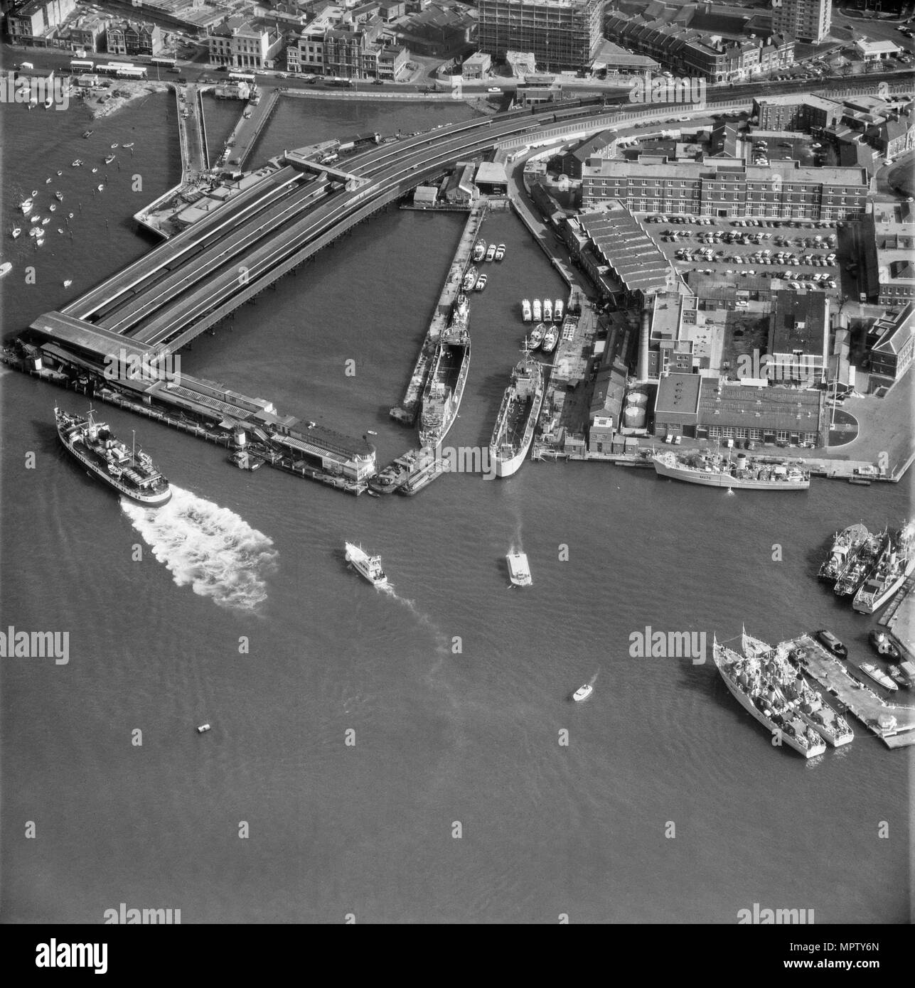 Portsmouth Harbour Railway Station, Hampshire, 1968. Artist: Aerofilms. Stock Photo